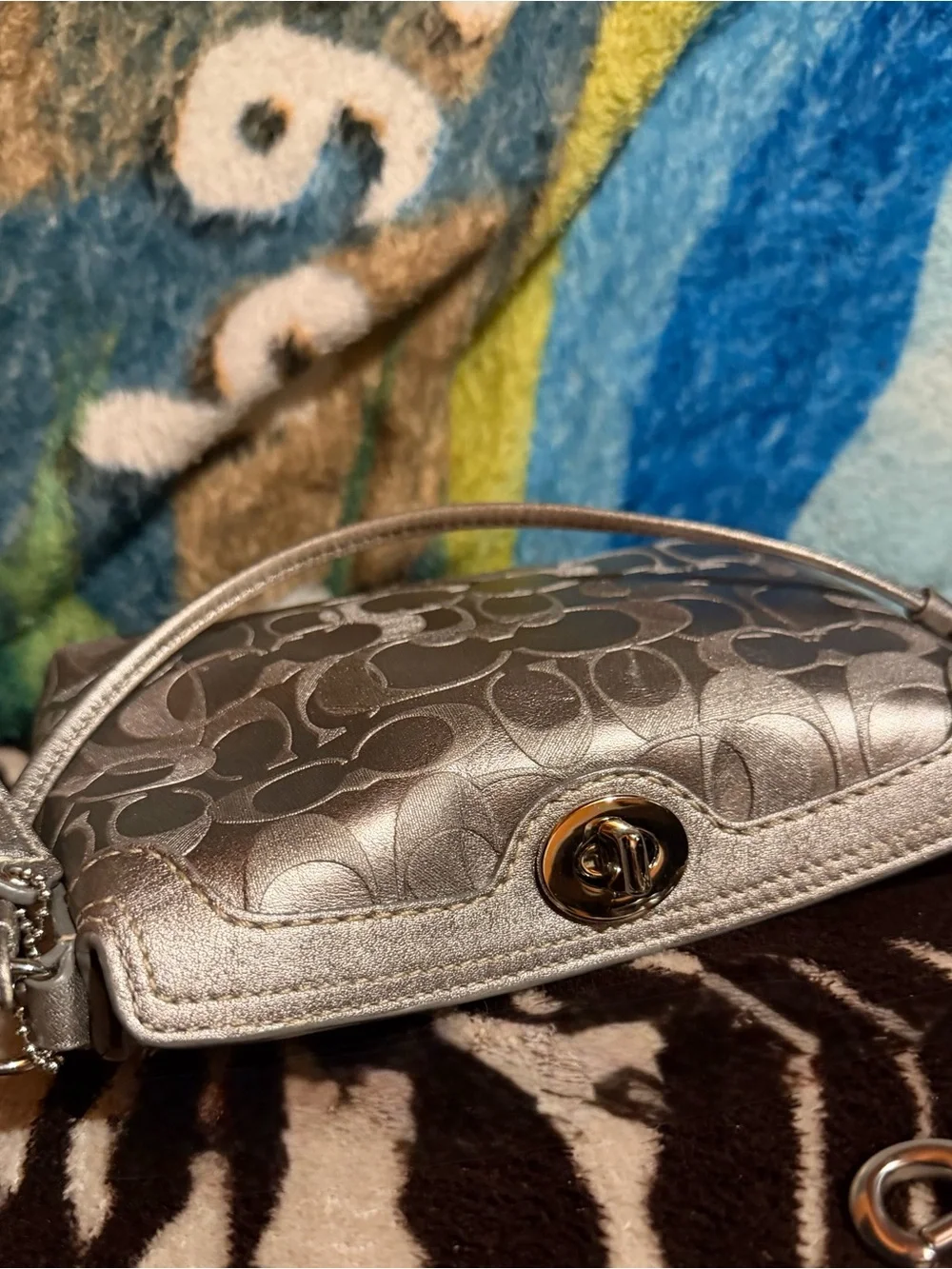 Coach Metallic Gray Signature Shoulder Bag